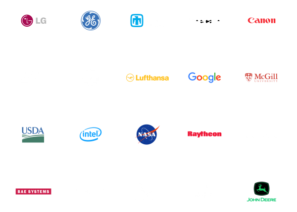 The logos of leading companies that use Markforged technology