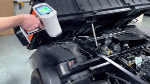 3D scanning the engine area of a Kubota Utility Vehicle with Artec Leo