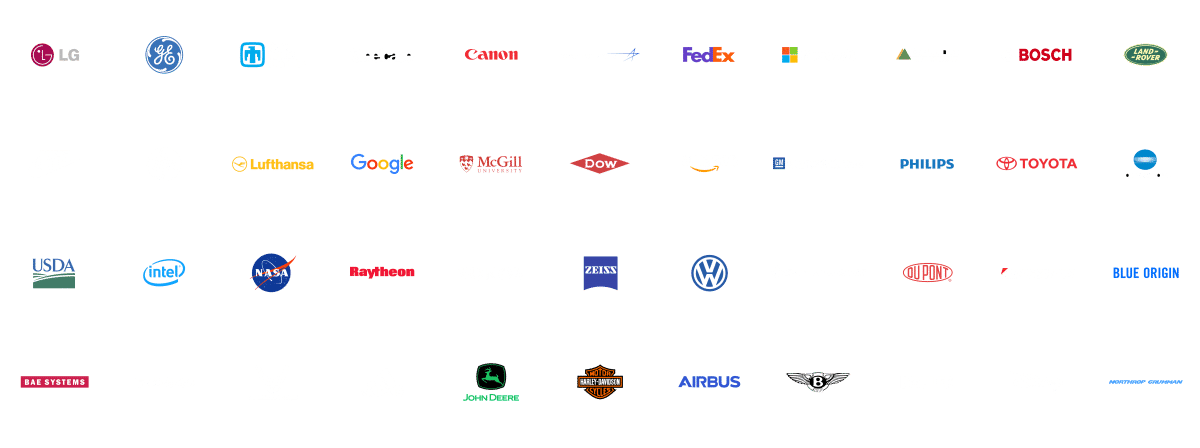 Logo's wereldmarktleiders met Markforged 3D printers